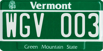 VT license plate WGV003