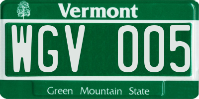 VT license plate WGV005