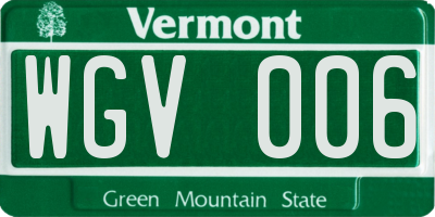 VT license plate WGV006