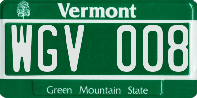 VT license plate WGV008