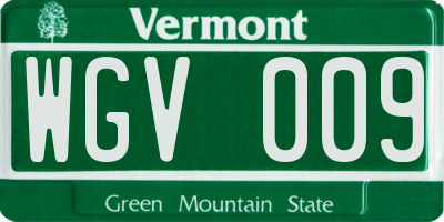 VT license plate WGV009