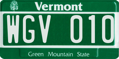 VT license plate WGV010