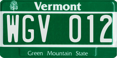 VT license plate WGV012