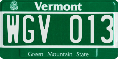 VT license plate WGV013