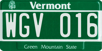 VT license plate WGV016