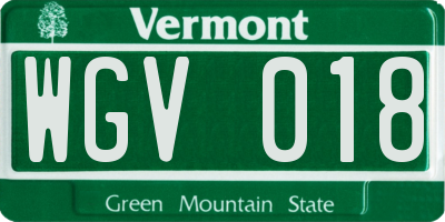 VT license plate WGV018