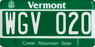 VT license plate WGV020