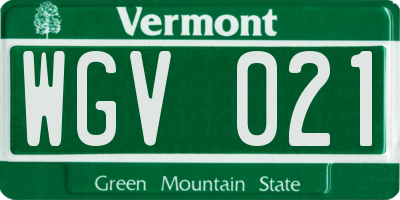 VT license plate WGV021