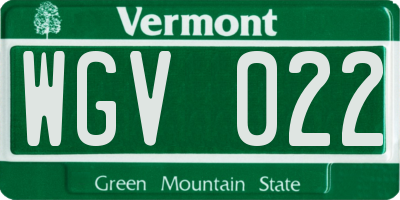 VT license plate WGV022
