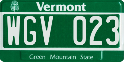 VT license plate WGV023