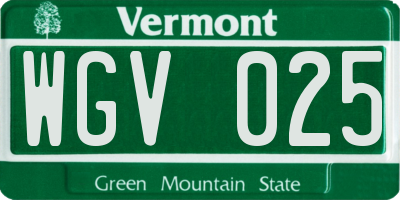 VT license plate WGV025