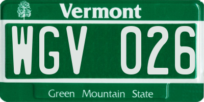 VT license plate WGV026