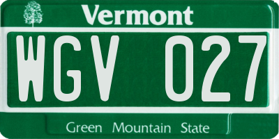 VT license plate WGV027
