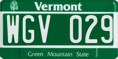 VT license plate WGV029