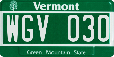 VT license plate WGV030