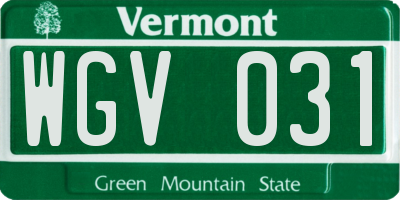 VT license plate WGV031