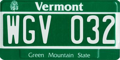 VT license plate WGV032