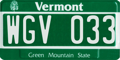VT license plate WGV033