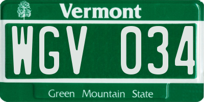 VT license plate WGV034