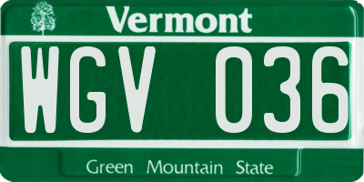 VT license plate WGV036