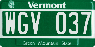VT license plate WGV037