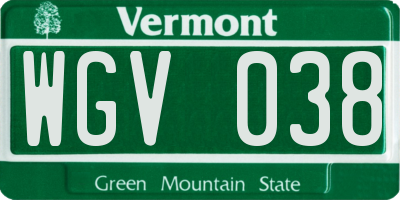 VT license plate WGV038