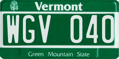 VT license plate WGV040