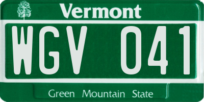 VT license plate WGV041