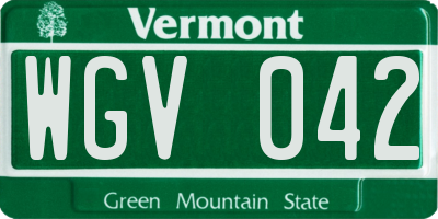 VT license plate WGV042