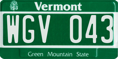 VT license plate WGV043