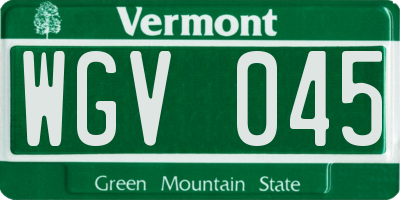 VT license plate WGV045