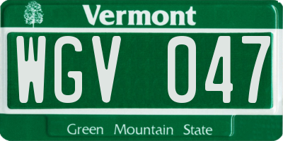 VT license plate WGV047
