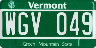 VT license plate WGV049