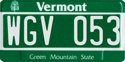 VT license plate WGV053