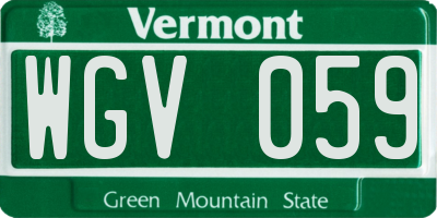 VT license plate WGV059