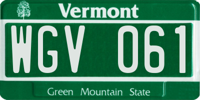 VT license plate WGV061