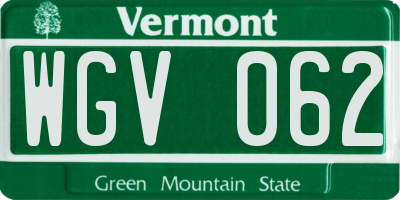 VT license plate WGV062