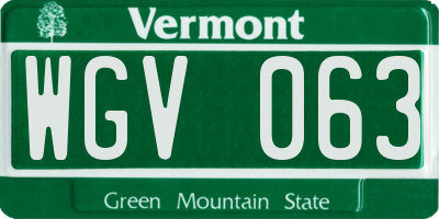 VT license plate WGV063