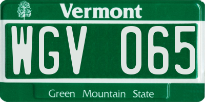 VT license plate WGV065