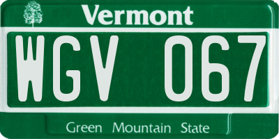 VT license plate WGV067