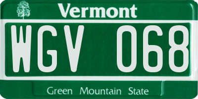 VT license plate WGV068