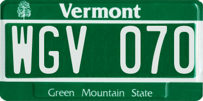VT license plate WGV070