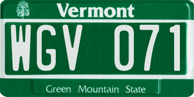 VT license plate WGV071