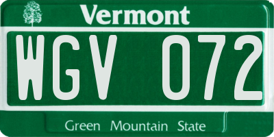 VT license plate WGV072