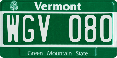 VT license plate WGV080