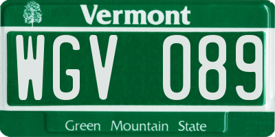 VT license plate WGV089
