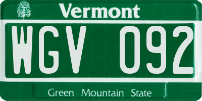 VT license plate WGV092