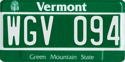 VT license plate WGV094