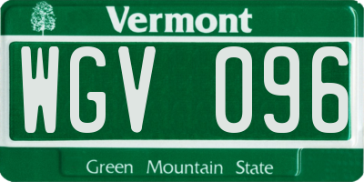 VT license plate WGV096