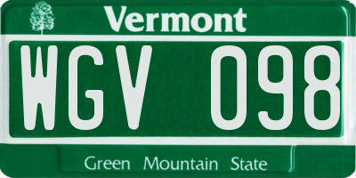 VT license plate WGV098